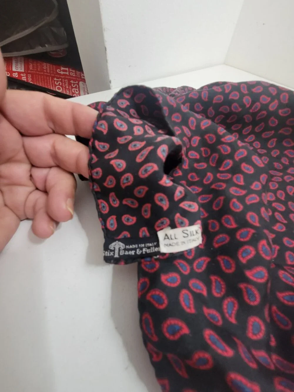 Vintage 100% Silk Paisley Print Small Scarf or Pocket Sqaure